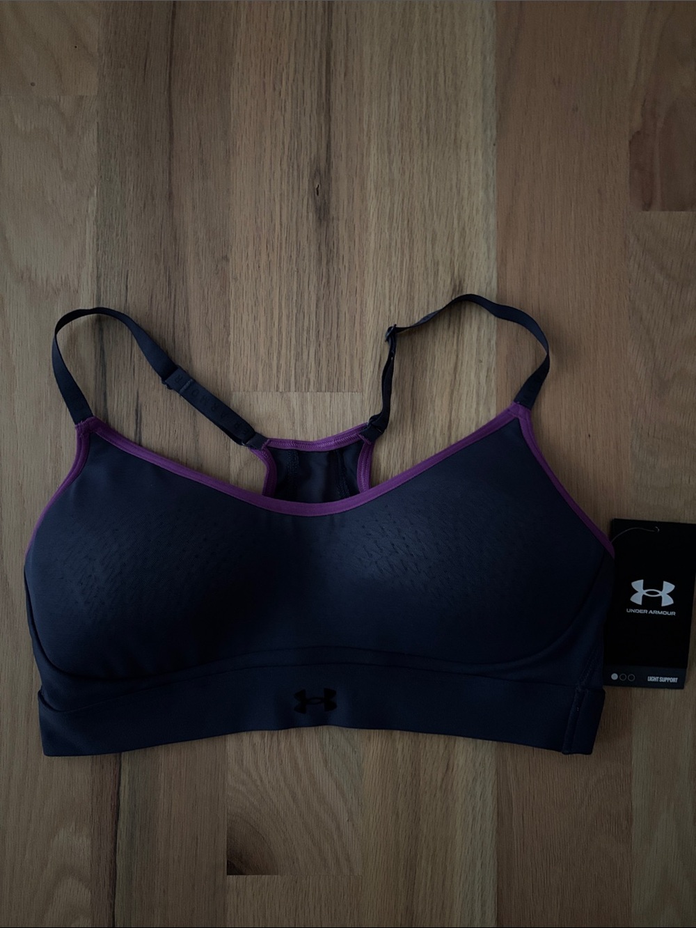 Under Armour Black Sports Bra with Purple Trim